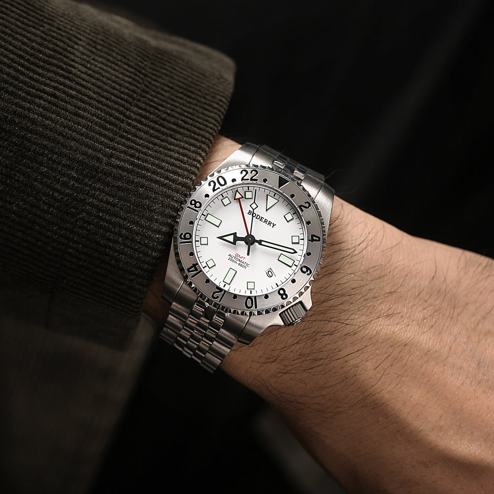ADMIRAL GMT - 200M Waterproof Titanium Automatic Diver Watch | White-Ti