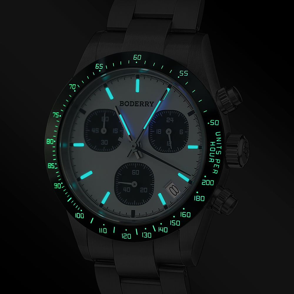 GOLDACE - 100M WR Titanium Mecha-Quartz Chronograph Watch | White